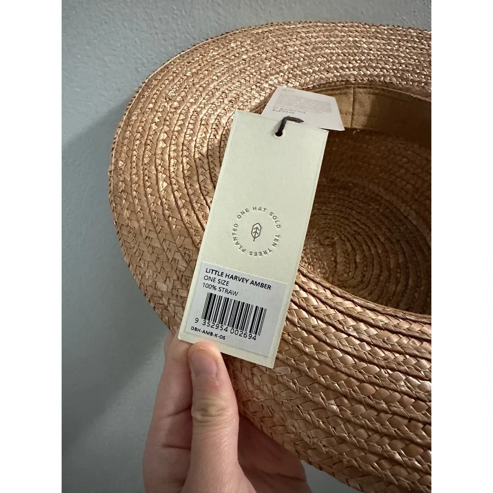Will & Bear Little Harvey Amber Straw Boater‎ Hat One Size Kids